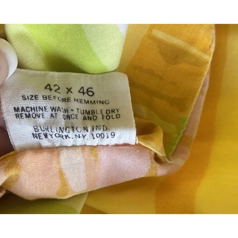 Vintage Plaid 1 King Pillowcase Yellow Green Pink Percale‎ Burlington House USA